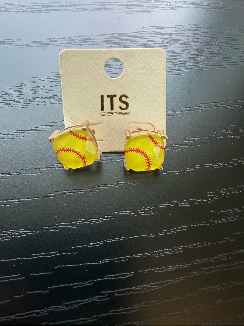 Yellow Softball Stud Earrings New
